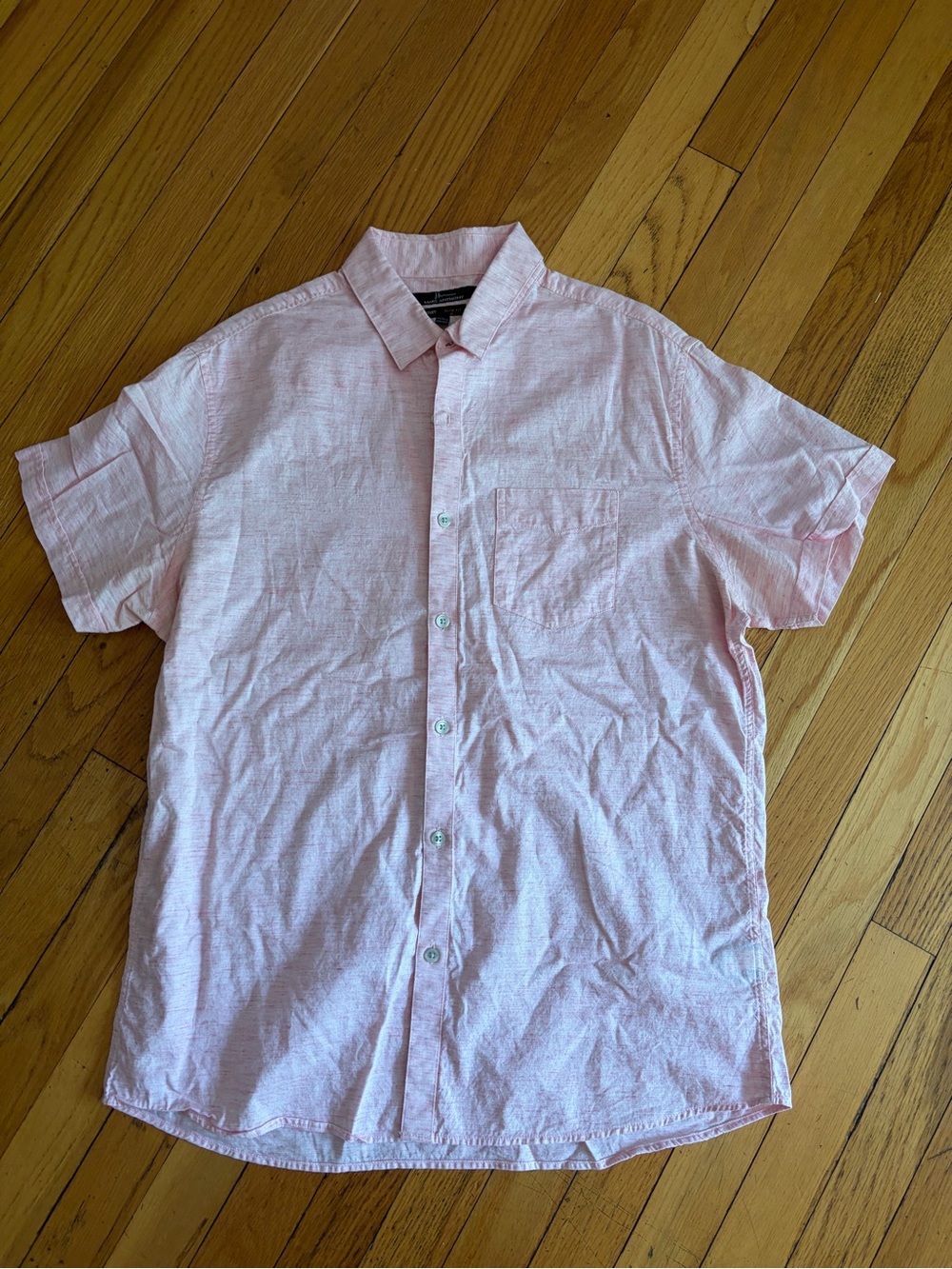 Marc Anthony Luxury Slim Fit Sz Large Pink Short-Sleeve Button-Down Shirt Cotton
